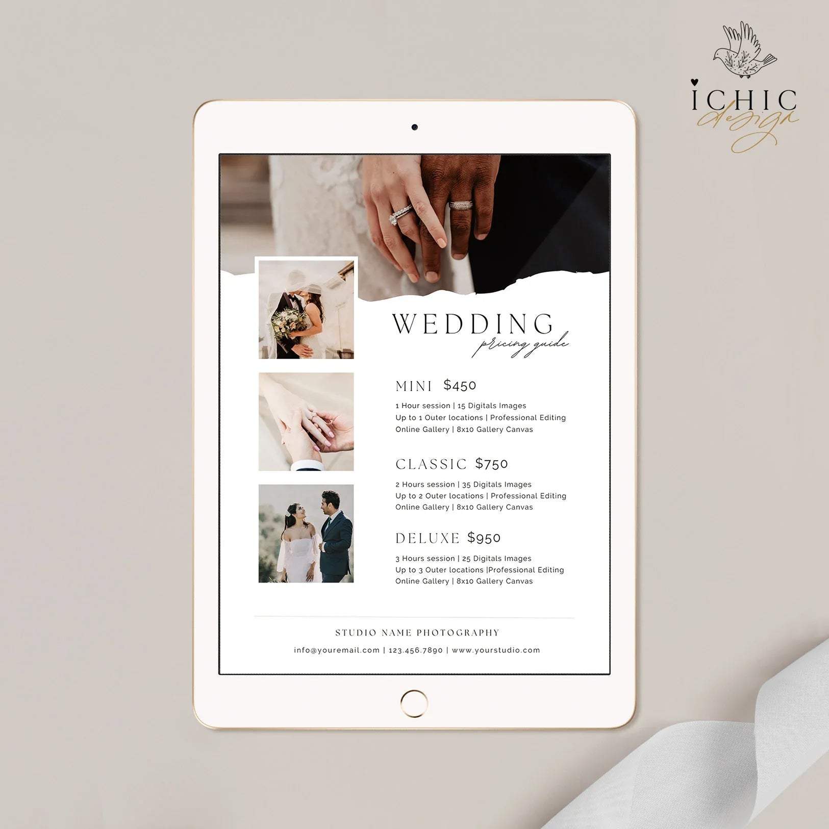 CANVA Photography Pricing Template, Price Guide List for Photographers, Photography, Price Guide Template, Wedding Minis #Y23-PG5-CANVA