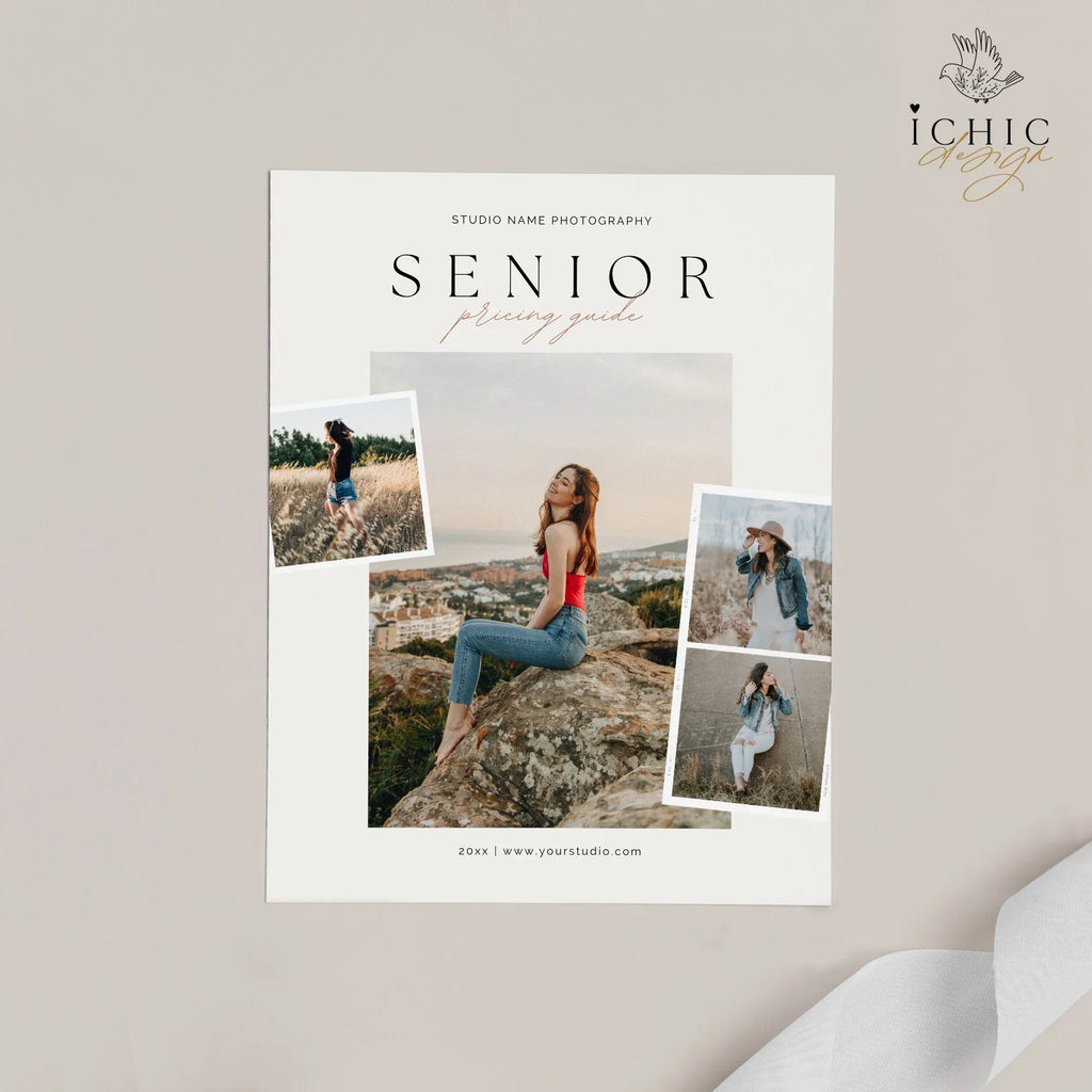 CANVA Template | Senior Photography Pricing Template, Price Guide List for Photographers, Price Guide Template, Senior Minis #Y23-PG10-CANVA
