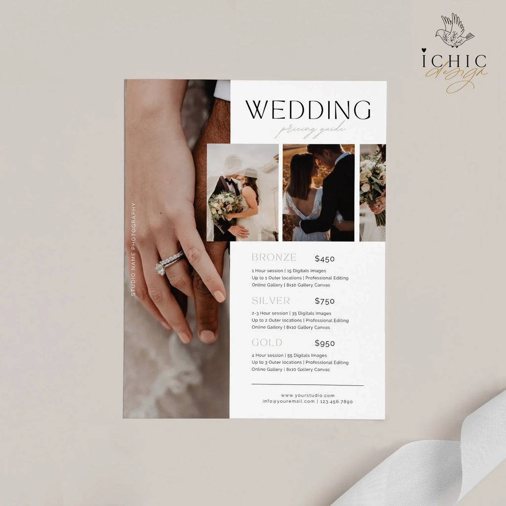 CANVA Template | Wedding Photography Pricing Template, Price Guide List for Photographers, Price Guide Template #Y23-PG13-CANVA