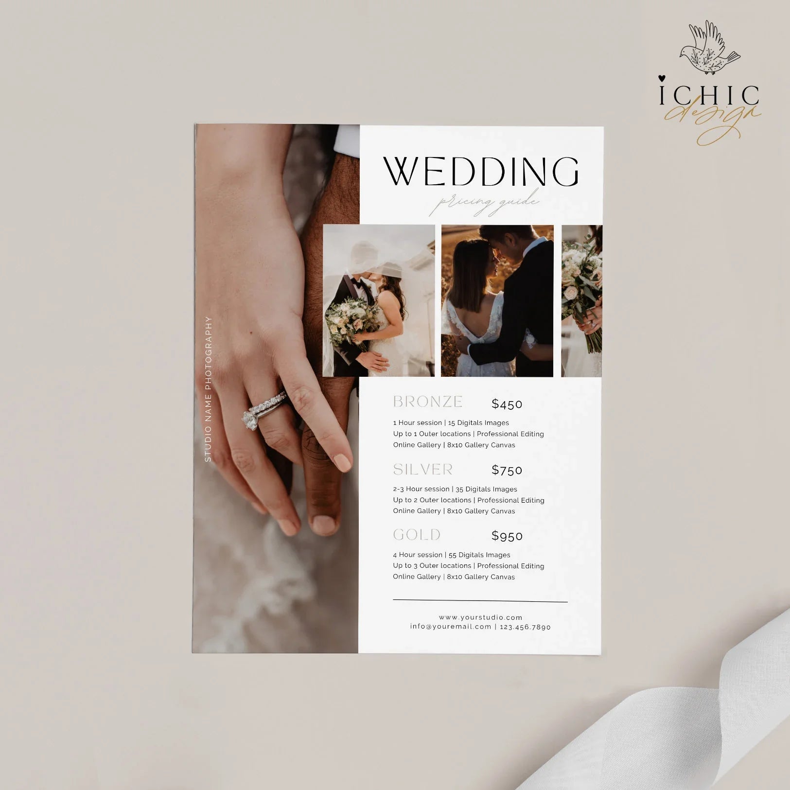 CANVA Template | Wedding Photography Pricing Template, Price Guide List for Photographers, Price Guide Template #Y23-PG13-CANVA