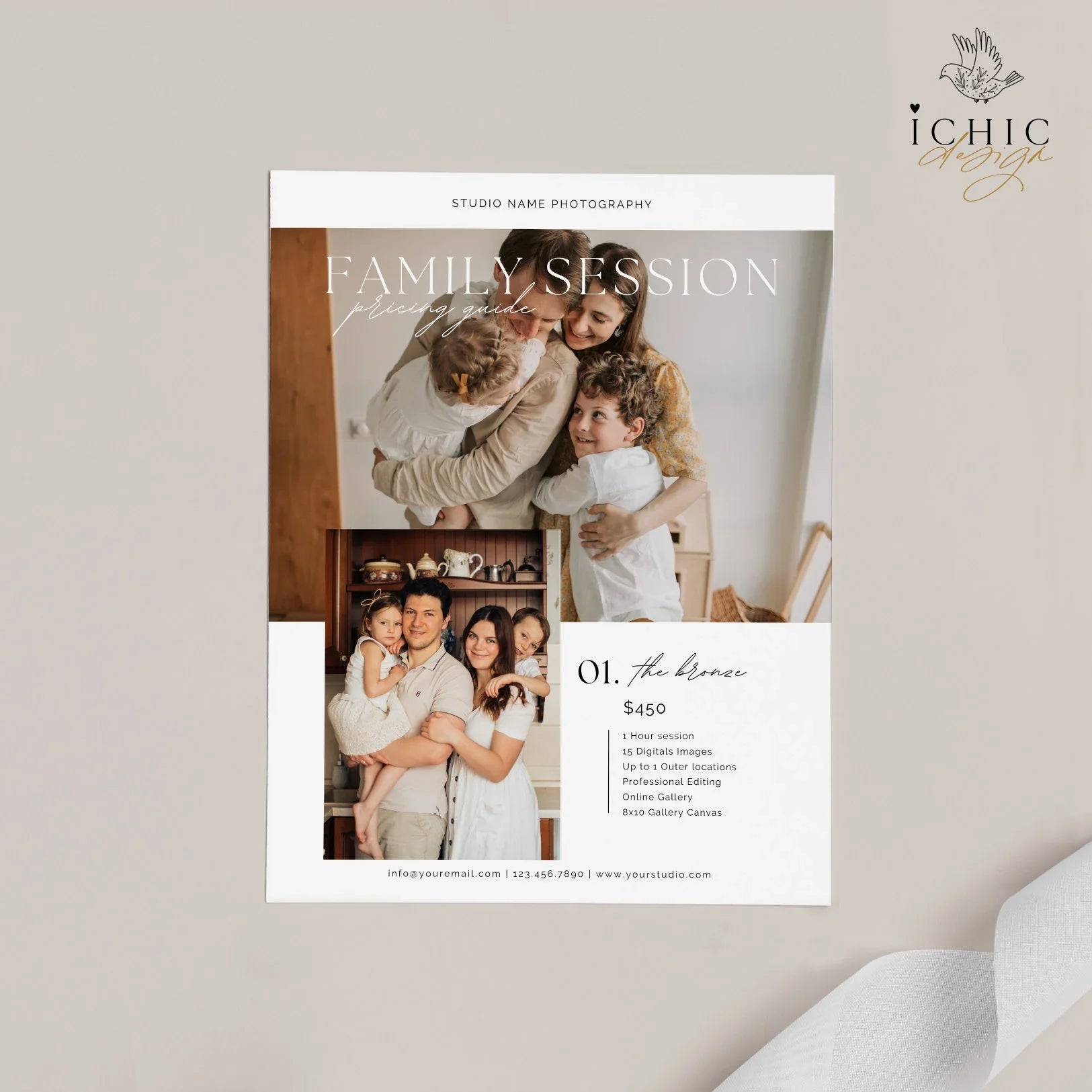 CANVA Template | Family Photography Pricing Template, Price Guide List for Photographers, Price Guide Template, Family Minis #Y23-PG15-CANVA