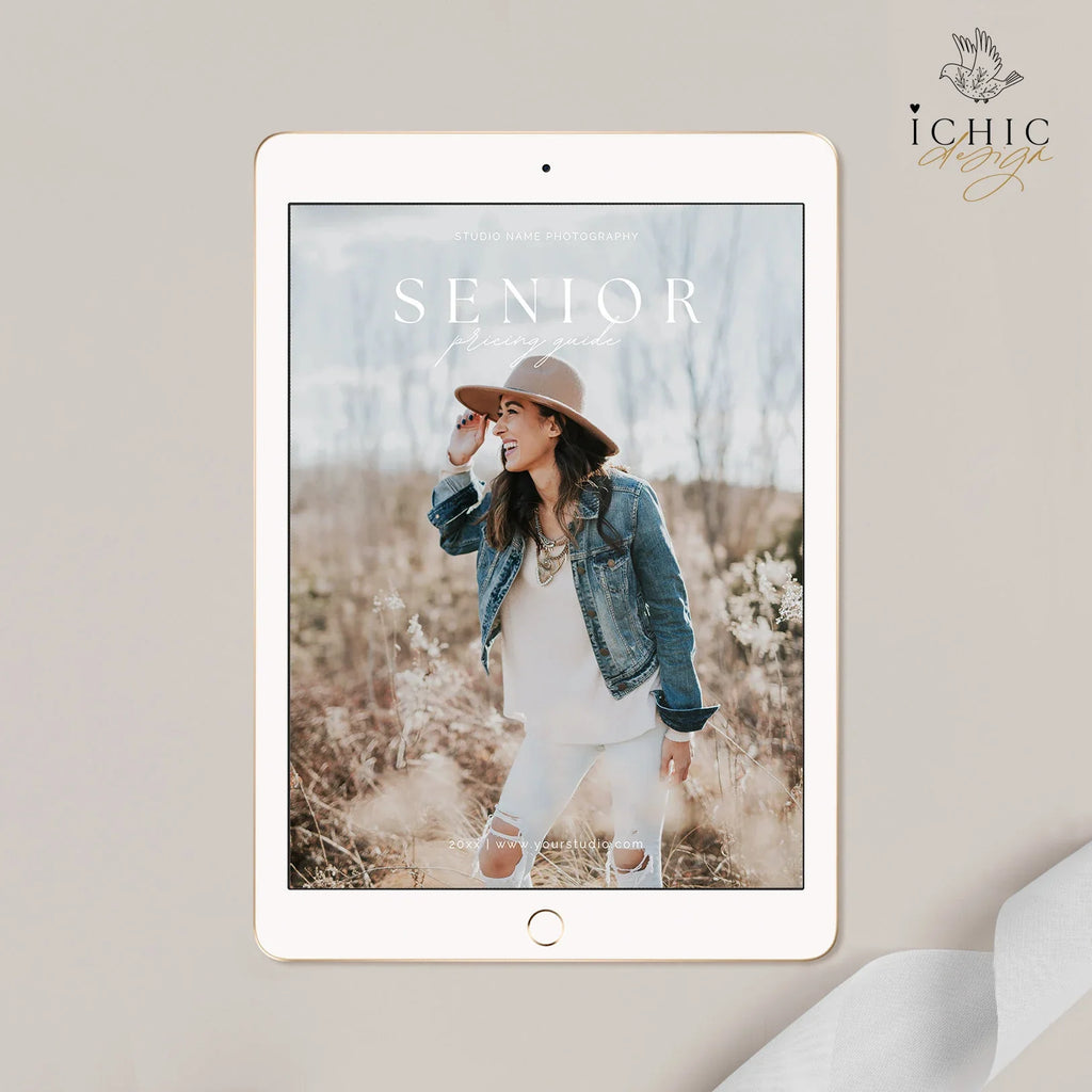 CANVA Template | Senior Photography Pricing Template, Price Guide List for Photographers, Price Guide Template, Senior Minis #Y23-PG16-CANVA