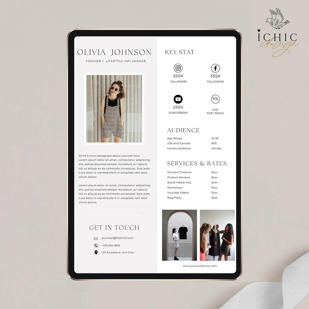 Canva Media Kit Template, Influencer Rate Sheet Template, Instagram Media Kit, Blog template #Y23-MK2-CANVA