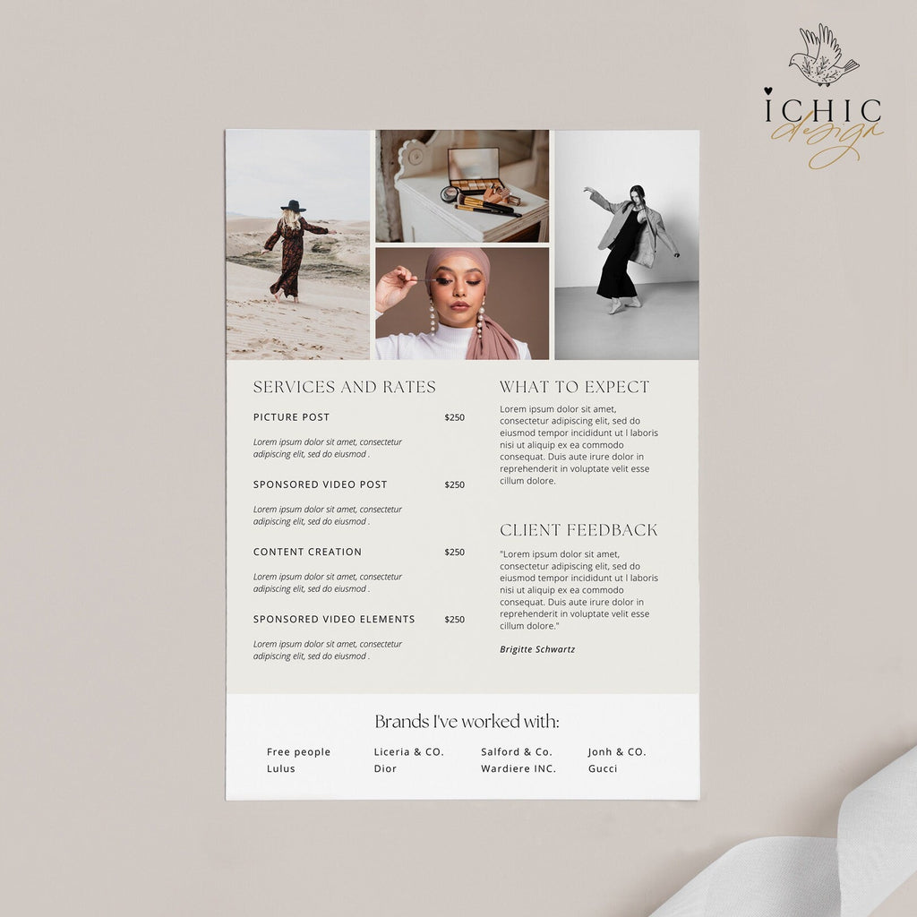 Canva Media Kit Template, Influencer Rate Sheet Template, Instagram Media Kit, Blog template #Y23-MK3-CANVA