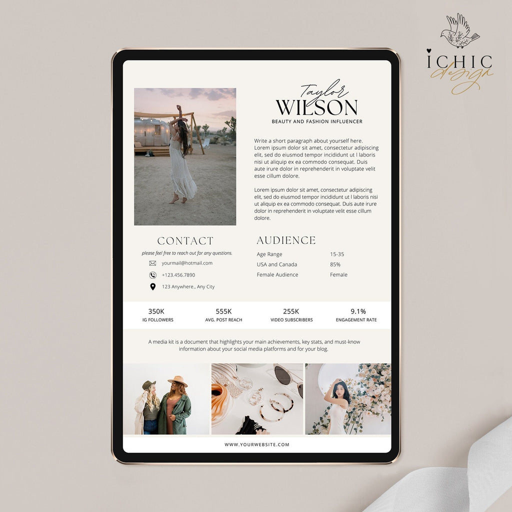 Canva Media Kit Template, Influencer Rate Sheet Template, Instagram Media Kit, Blog template #Y23-MK3-CANVA