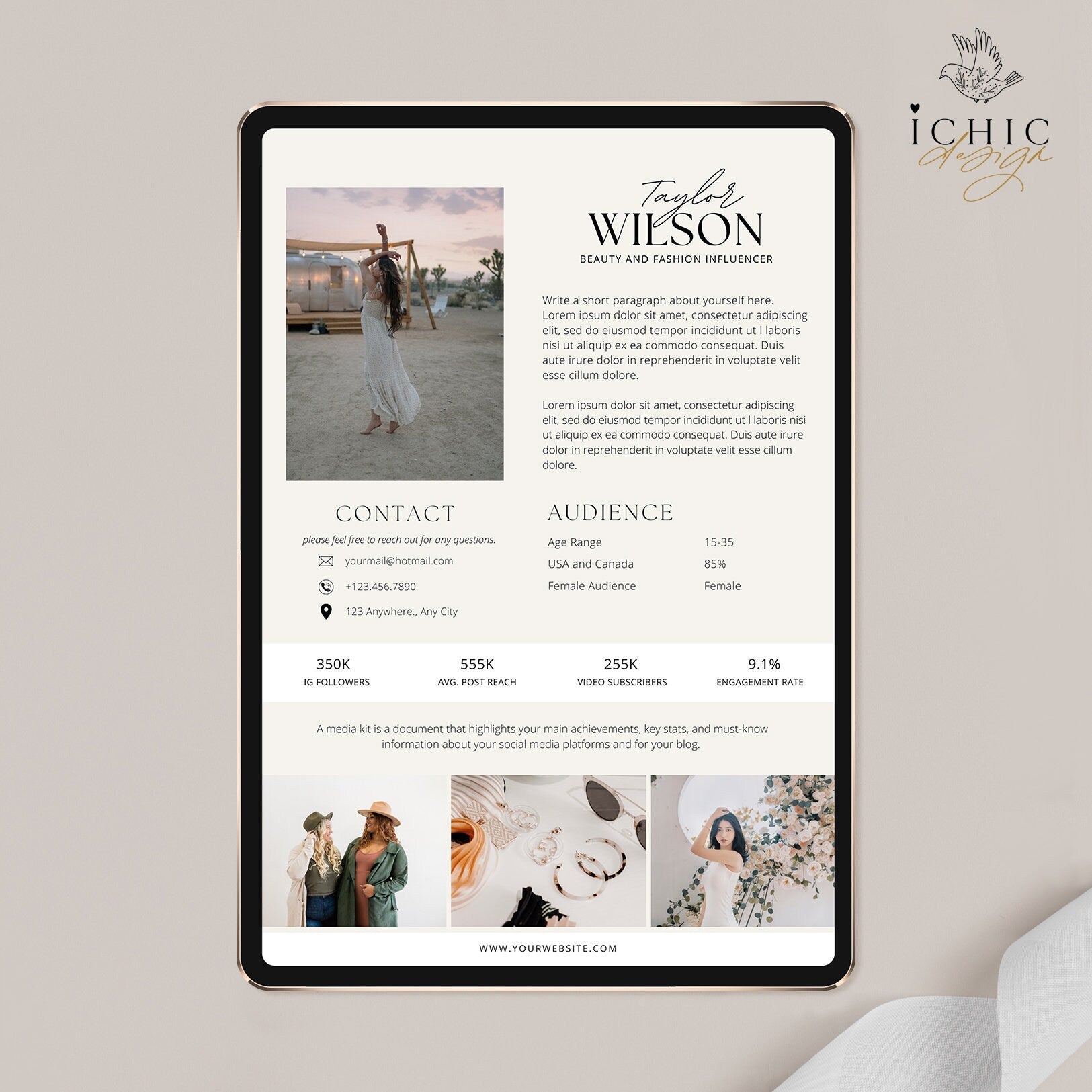 Canva Media Kit Template, Influencer Rate Sheet Template, Instagram Media Kit, Blog template #Y23-MK3-CANVA