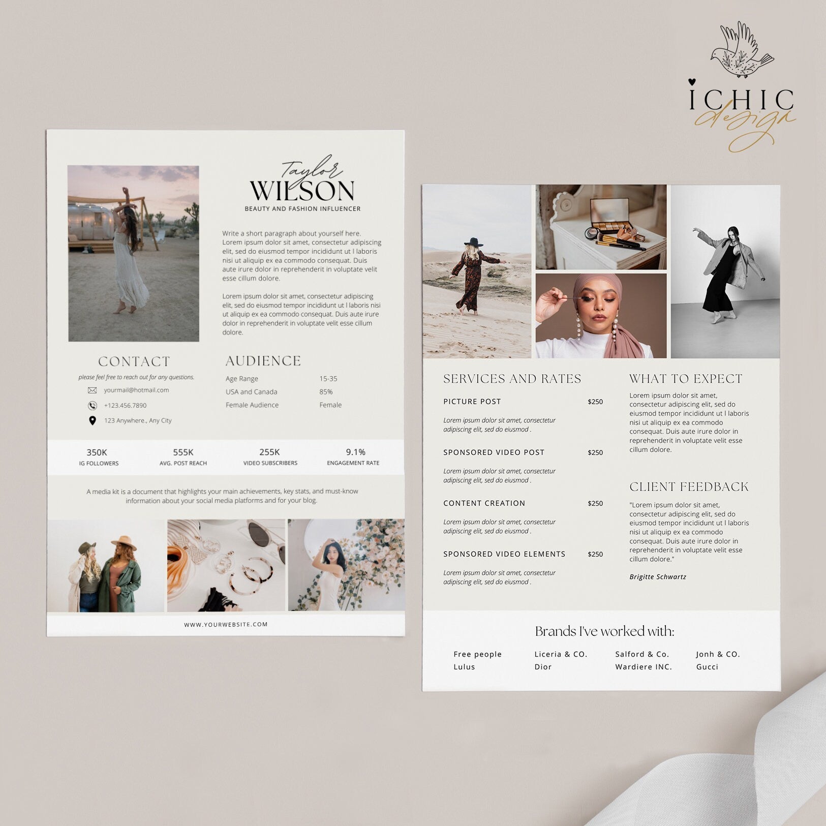 Canva Media Kit Template, Influencer Rate Sheet Template, Instagram Media Kit, Blog template #Y23-MK3-CANVA