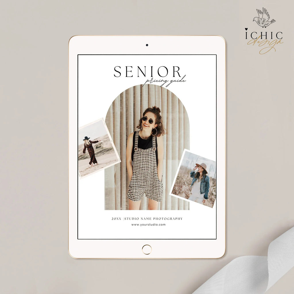 CANVA Senior Photography Pricing Template, Price Guide List for Photographers, Photography, Price Guide Template, Senior Minis #Y23-PG6-CANVA