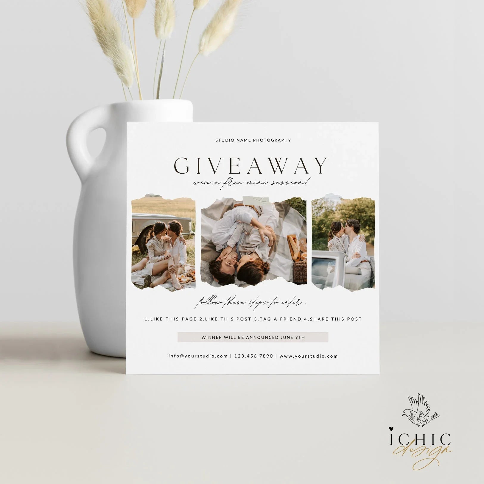 CANVA Template | Giveaway Template, Contest Template, Advertising Template, Sessions, Mini Session, Like and Share #Y23-MB5-CANVA