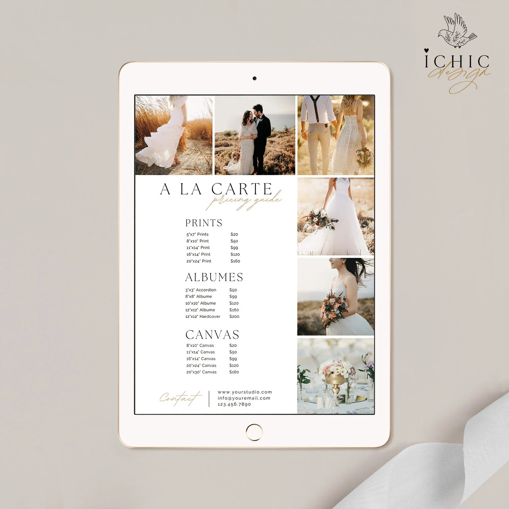 CANVA Template | Wedding Photography Pricing Template, Price Guide List for Photographers, Price Guide Template #Y23-PG17-CANVA