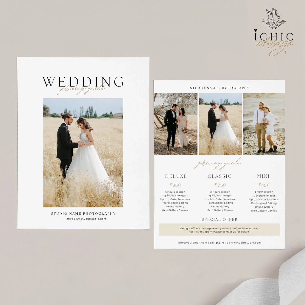 CANVA Template | Wedding Photography Pricing Template, Price Guide List for Photographers, Price Guide Template #Y23-PG17-CANVA