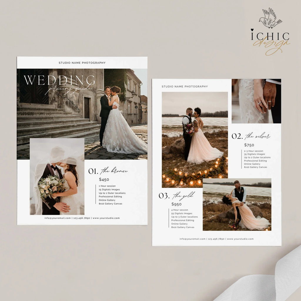 CANVA Wedding Photography Pricing Template, Price Guide List for Photographers, Price Guide Template, Wedding Minis #Y23-PG11-CANVA