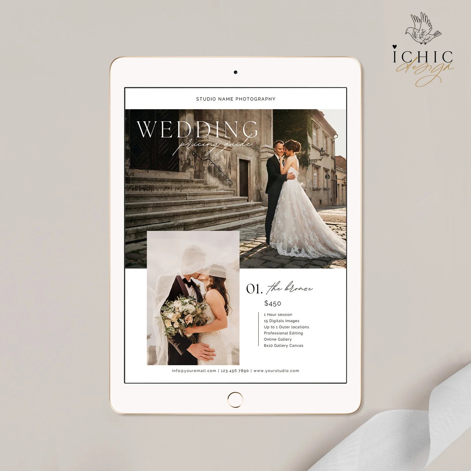 CANVA Wedding Photography Pricing Template, Price Guide List for Photographers, Price Guide Template, Wedding Minis #Y23-PG11-CANVA
