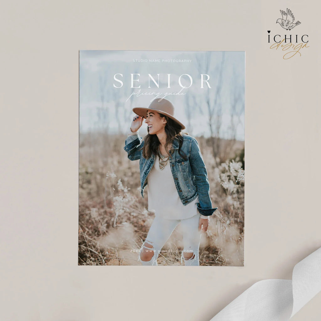 CANVA Template | Senior Photography Pricing Template, Price Guide List for Photographers, Price Guide Template, Senior Minis #Y23-PG16-CANVA