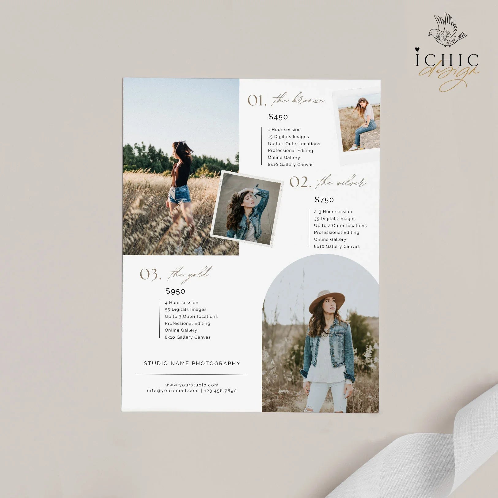 CANVA Template | Senior Photography Pricing Template, Price Guide List for Photographers, Price Guide Template, Senior Minis #Y23-PG16-CANVA