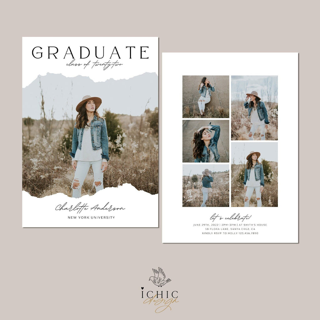 CANVA Graduation Announcement Template, Senior Card, Senior Graduation Announcement For Photography #Y23-SG4-CANVA