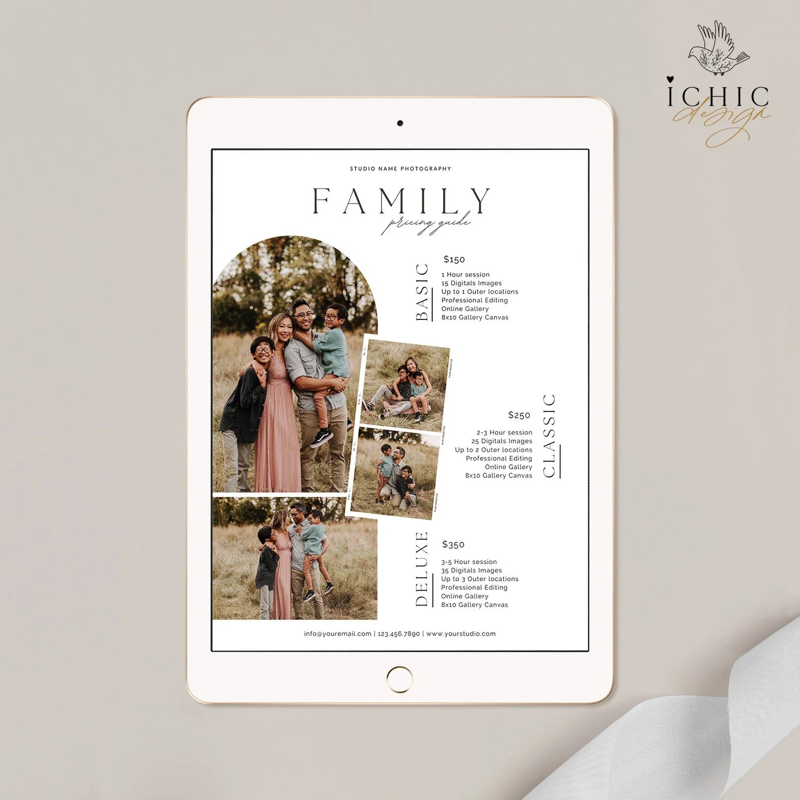 CANVA Template | Photography Pricing Template, Price Guide List for Photographers, Price Guide Template, Family Minis #Y23-PG20-CANVA