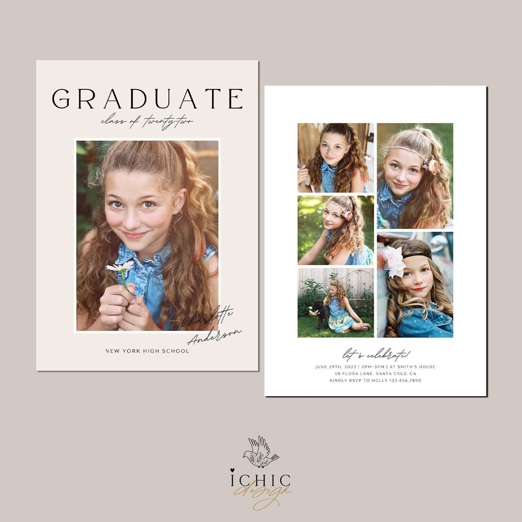 CANVA Graduation Announcement Template, Senior Card, Senior Graduation Announcement For Photography #Y23-SG5-CANVA