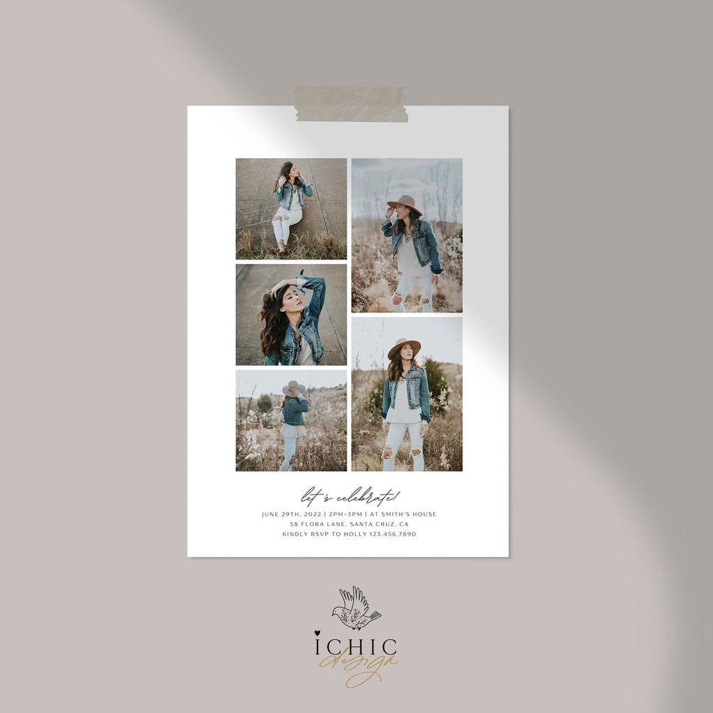 CANVA Graduation Announcement Template, Senior Card, Senior Graduation Announcement For Photography #Y23-SG4-CANVA