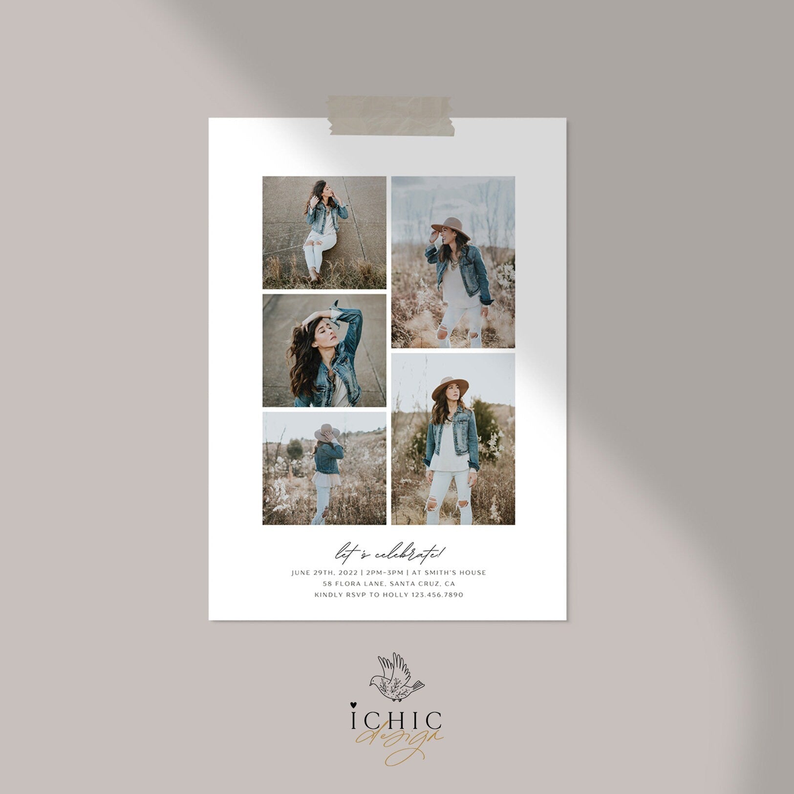 CANVA Graduation Announcement Template, Senior Card, Senior Graduation Announcement For Photography #Y23-SG4-CANVA