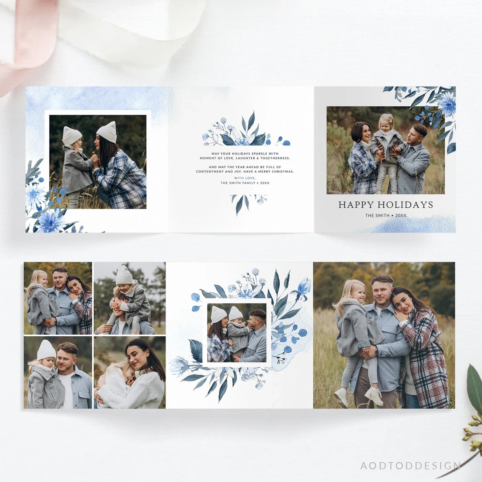 5x5 Trifold Design Christmas Card Photography Template, Holiday Card Photography Template, Photoshop , DIY PSD #Y23-HD1-PSD