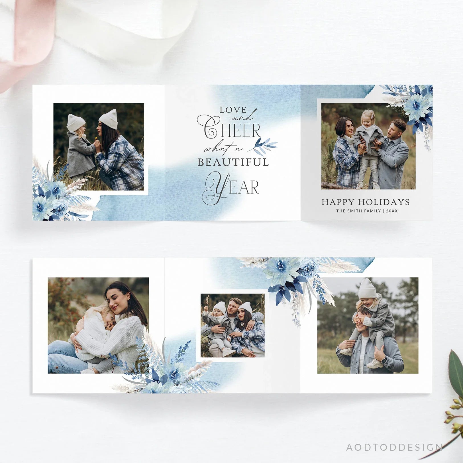 5x5 Trifold Design Christmas Card Photography Template, Holiday Card Photography Template, Photoshop , DIY PSD #Y23-HD2-PSD