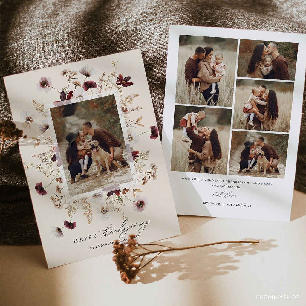 Thanksgiving Card Template, Thankful Photo Card, New, Fall greetings, Christmas, Card, Template, Photography, Photoshop, PSD #Y23-HD1-PSD