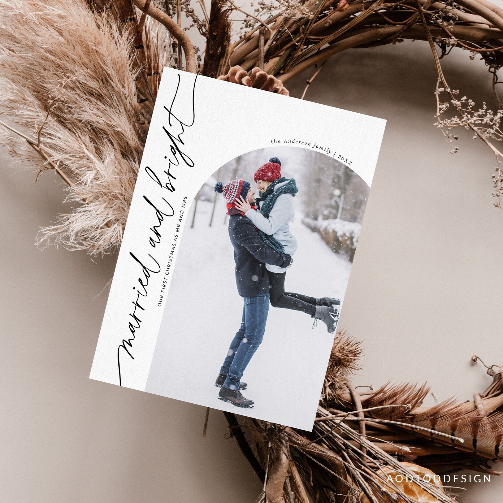 Married and Bright Christmas Card, Christmas Breeze, New, Christmas, Card, Template, Photography, Photoshop, PSD, DIY #Y23-HD5-PSD