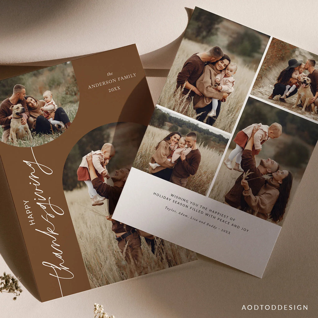 Thanksgiving Card Template, Thankful Photo Card, New, Fall greetings, Christmas, Card, Template, Photography, Photoshop, PSD #Y23-HD8-PSD