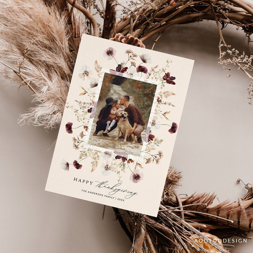 Thanksgiving Card Template, Thankful Photo Card, New, Fall greetings, Christmas, Card, Template, Photography, Photoshop, PSD #Y23-HD1-PSD