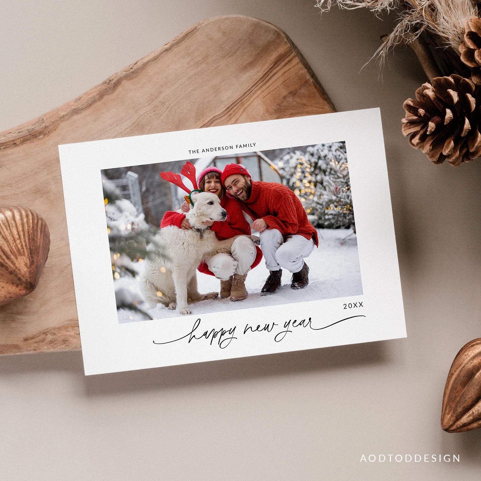 Happy New Year Card Template, Minimalist Holiday Card, New Years Photo Card, Template, Photography, Photoshop, PSD, DIY #Y23-HD12-PSD