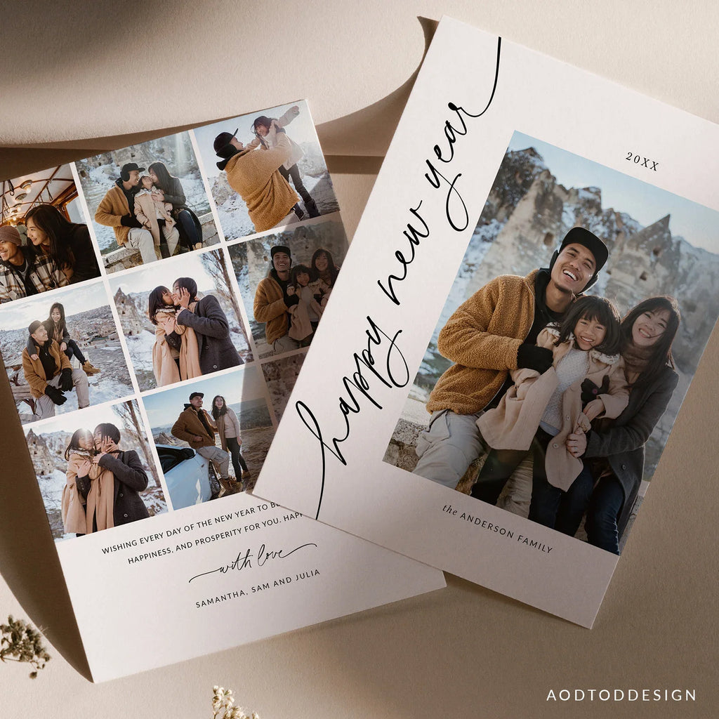 Happy New Year Card Template, Minimalist Holiday Card, New Years Photo Card, Template, Photography, Photoshop, PSD, DIY #Y23-HD11-PSD