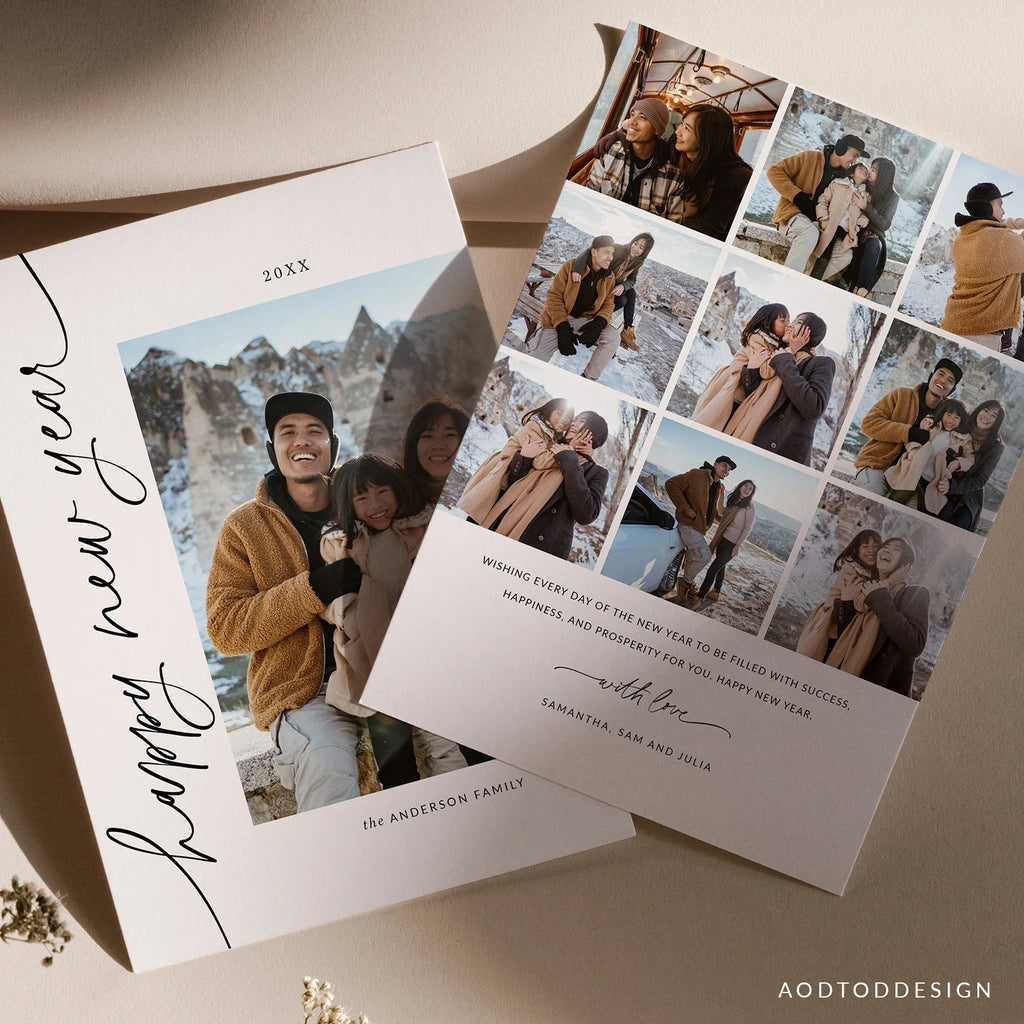 Happy New Year Card Template, Minimalist Holiday Card, New Years Photo Card, Template, Photography, Photoshop, PSD, DIY #Y23-HD11-PSD