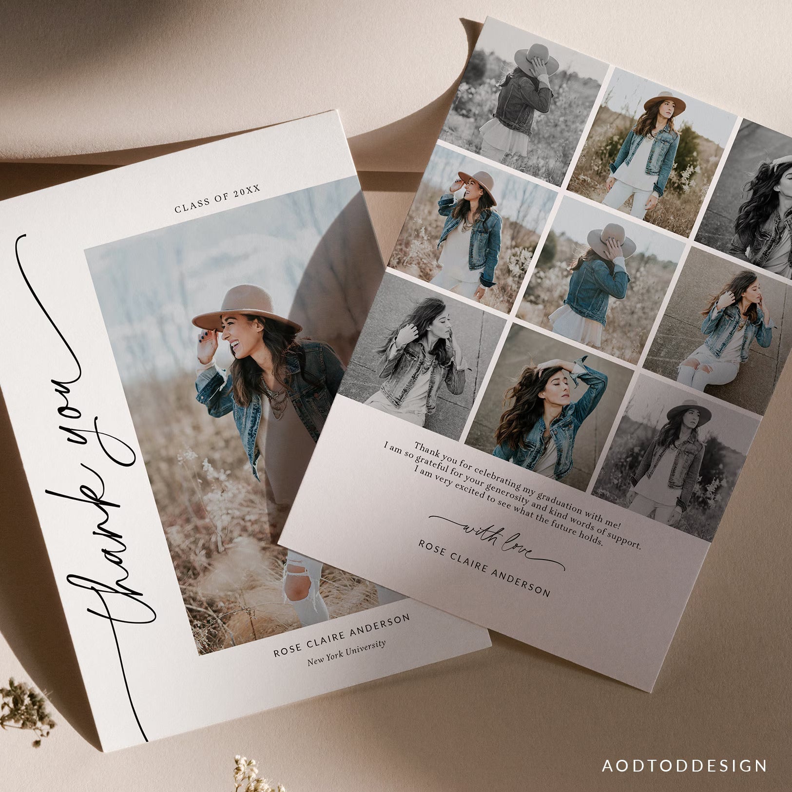 Graduation Thank You Card Template, Senior Card, Senior Graduation Announcement For Photography, Photoshop #Y23-SG4-PSD