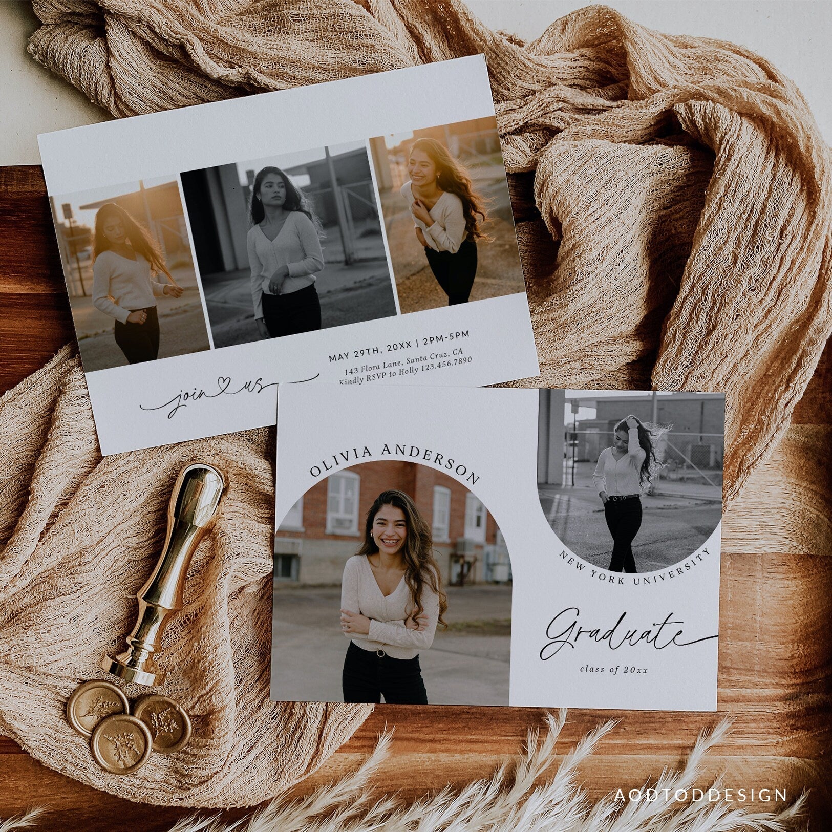 Graduation Announcement Template, Senior Card,Senior Graduation Announcement For Photography, Photoshop, PSD #Y23-SG3-PSD