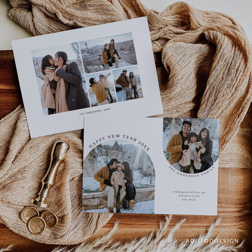 Happy New Year Card Template, Minimalist Holiday Card, New Years Photo Card, Template, Photography, Photoshop, PSD, DIY #Y23-HD13-PSD