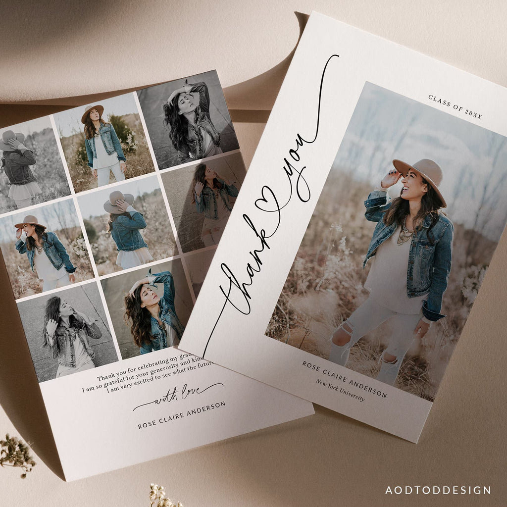Graduation Thank You Card Template, Senior Card, Senior Graduation Announcement For Photography, Photoshop #Y23-SG4-PSD