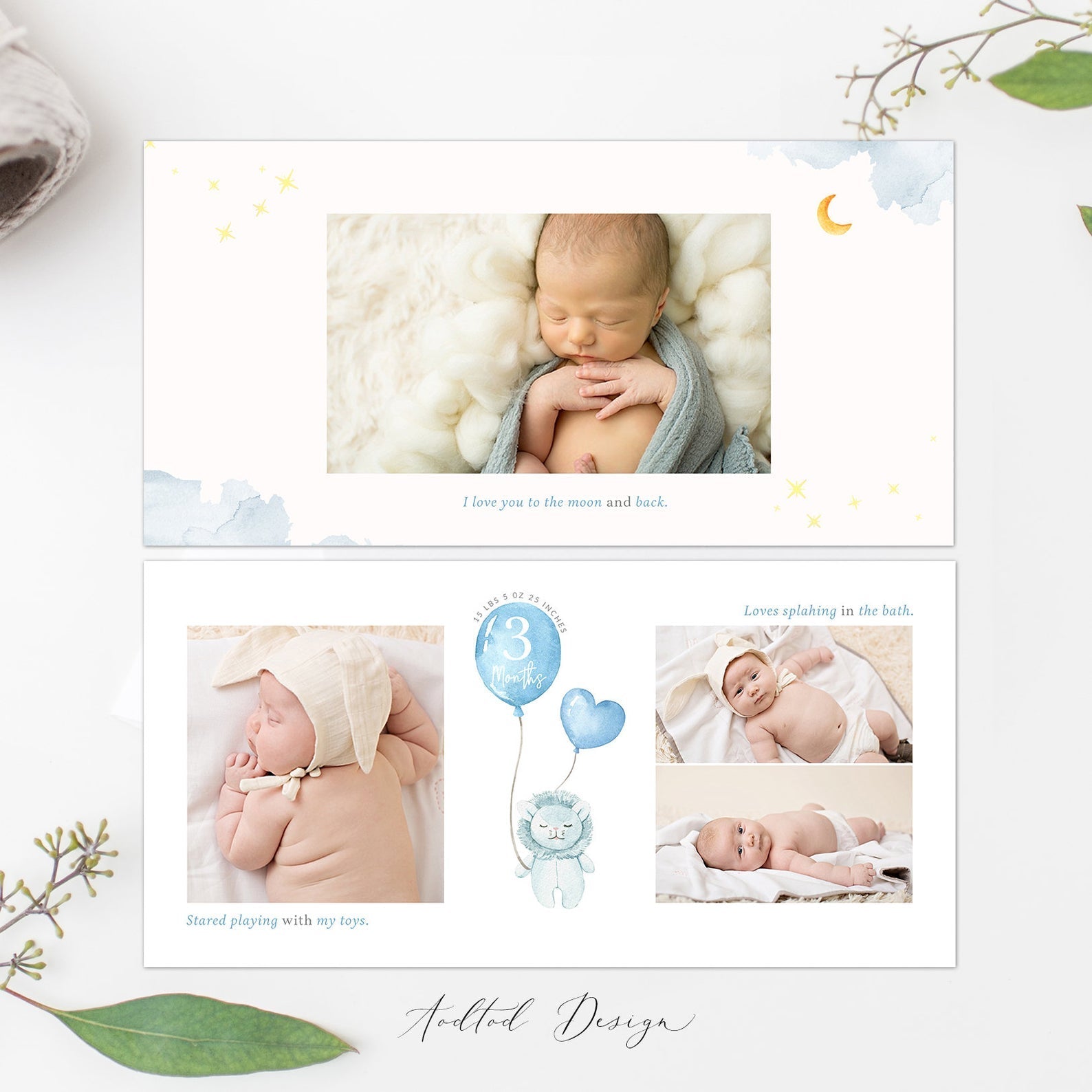 12x12 Baby Photo Book Template, Baby's First Year, New Newborn Photo Book Album, Photography, Photoshop, PSD, Instant Download #Y20-A005-PSD