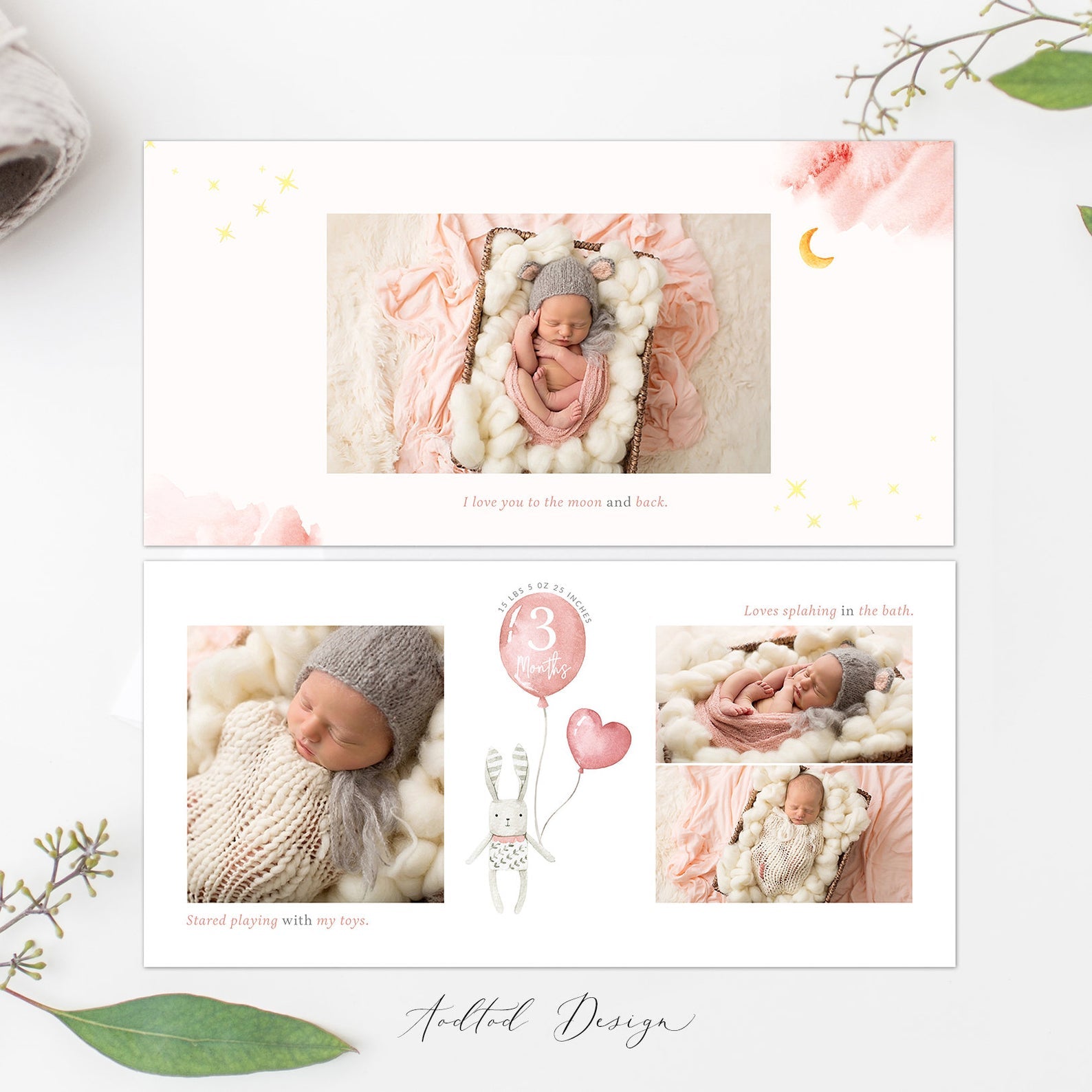 12x12 Baby Photo Book Template, Baby's First Year, New Newborn Photo Book Album, Photography, Photoshop, PSD, Instant Download #Y20-A006-PSD