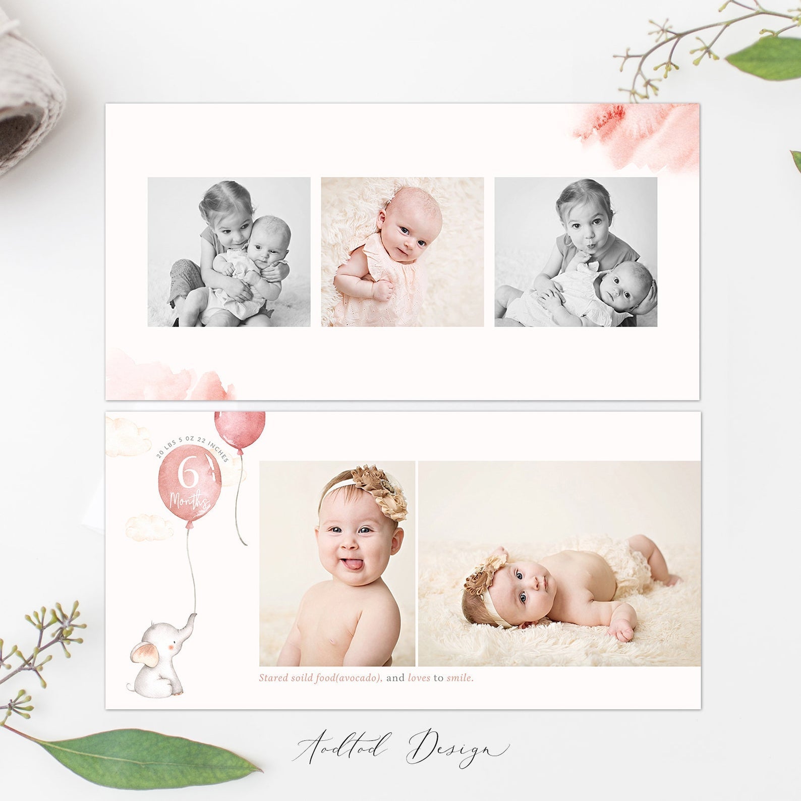 12x12 Baby Photo Book Template, Baby's First Year, New Newborn Photo Book Album, Photography, Photoshop, PSD, Instant Download #Y20-A006-PSD