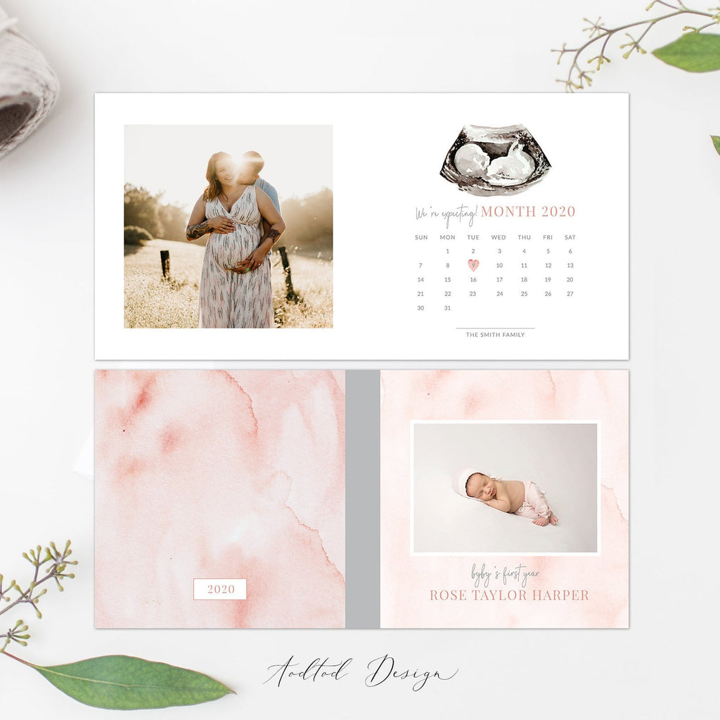 12x12 Baby Photo Book Template, Baby's First Year, New Newborn Photo Book Album, Photography, Photoshop, PSD, Instant Download #Y20-A006-PSD